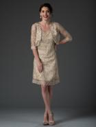 Soulmates - D7186 Rose Handmade Two Piece Short Dress And Jacket