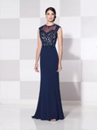 Cameron Blake - Floral Cap Sleeves Long Dress 115616