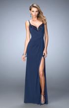 La Femme - 21947 Embellished V-neck Sheath Dress