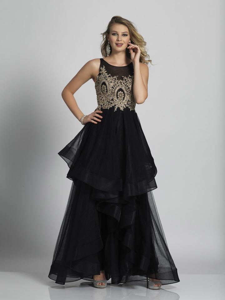 Dave & Johnny - A5607 Layered Jewel A-line Dress