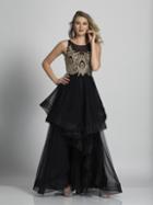 Dave & Johnny - A5607 Layered Jewel A-line Dress