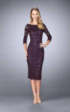 La Femme - 24875 Lace Tea Length Dress