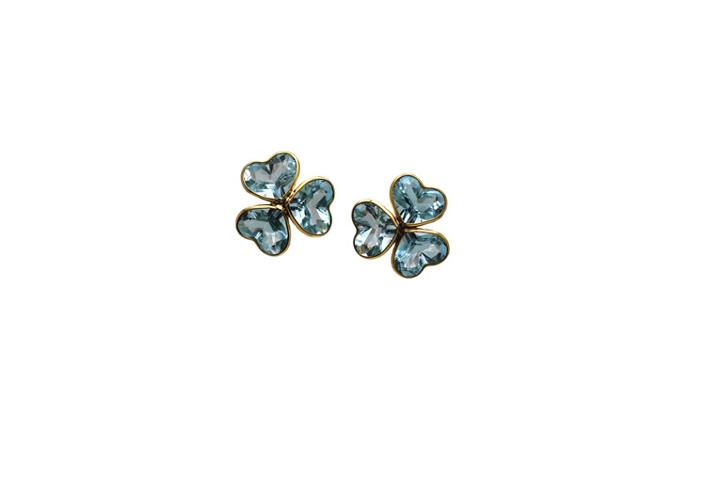 Tresor Collection - 18kt Yellow Gold Earring With Blue Topaz