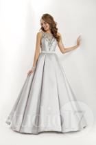 Studio 17 - 12676 Beaded Illusion Halter Pleated Mikado Ballgown