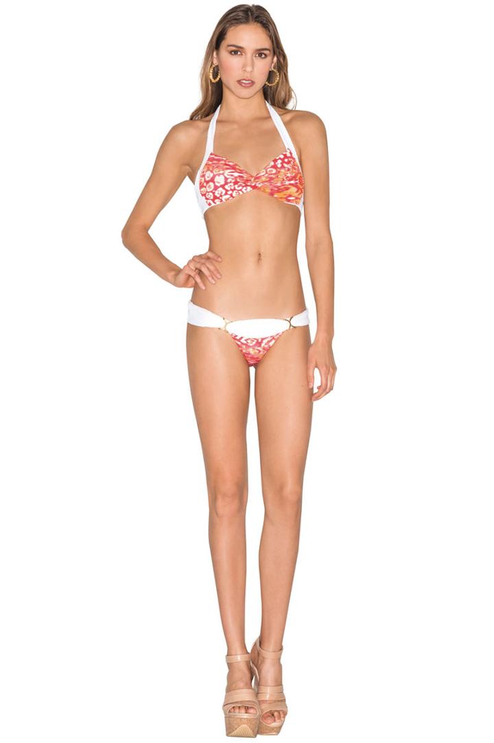 Caffe Swimwear - Twist Effect Bikini In Orange Leopard
