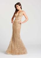 Ellie Wilde - Ew118069 Embellished Deep V-neck Sheath Dress