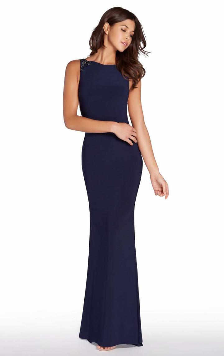 Alyce Paris - 60005 Sleeveless Fitted Bateau Jersey Dress