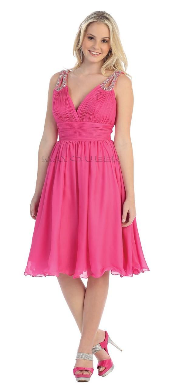 Sleeveless V-neck Ruched Prom Dress
