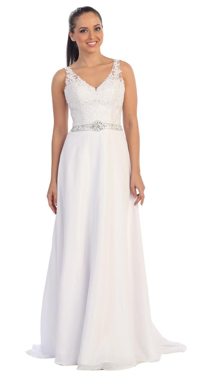 Dancing Queen - 9176 V-neck Lace Evening Gown