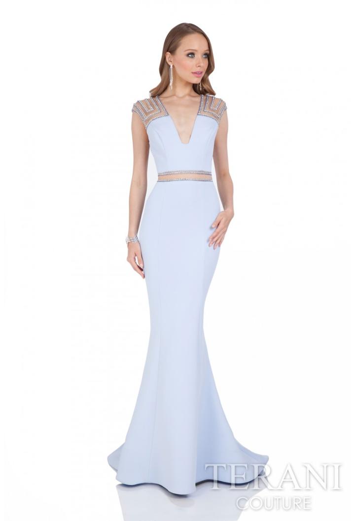 Terani Evening - V Neck Cap Sleeves Mermaid Gown 1612p0570b
