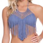 Luli Fama - Weave Fringed Halter In Blue Moon (l478299)