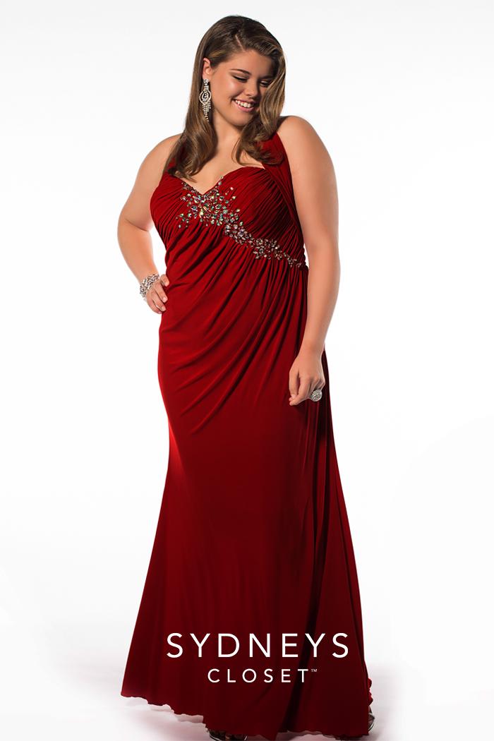 Sydney's Closet - Sc7084 Plus Size Dress In Red