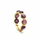 Tresor Collection - Rhodolite Round Stackable Ring Band With Adjustable Shank In 18k Yellow Gold