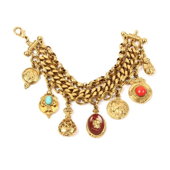 Ben-amun - Royal Charm Sovereign Cameo Row Gold Bracelet