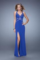La Femme - 21282 Halter Cut Out Long Gown With Slit