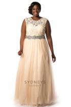 Sydney's Closet - Sc7150 Plus Size Dress In Champagne