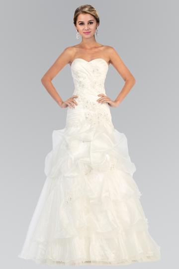 Elizabeth K - Gl1032 Strapless Floral Appliqued Trumpet Wedding Gown