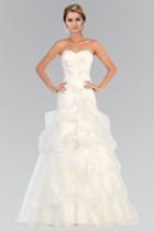 Elizabeth K - Gl1032 Strapless Floral Appliqued Trumpet Wedding Gown