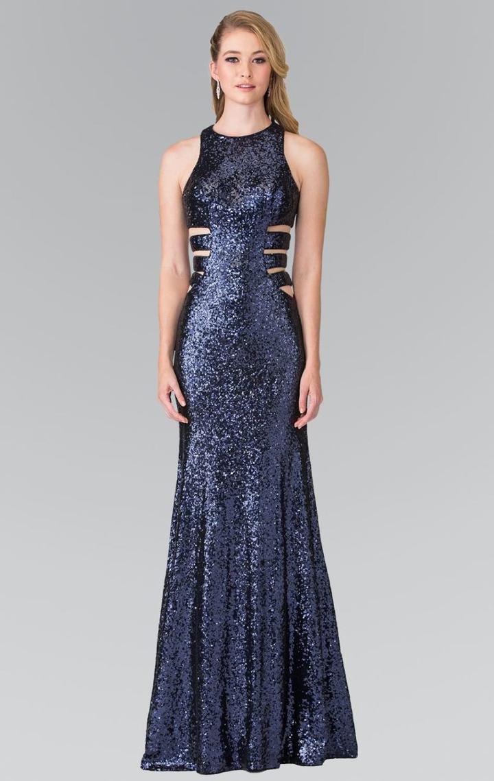 Elizabeth K - Long Dress With Side Cut Outs Gl2299
