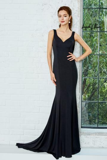 Angela And Alison - Chic Jersey Long Evening Gown With Cowl Back Detail 771047