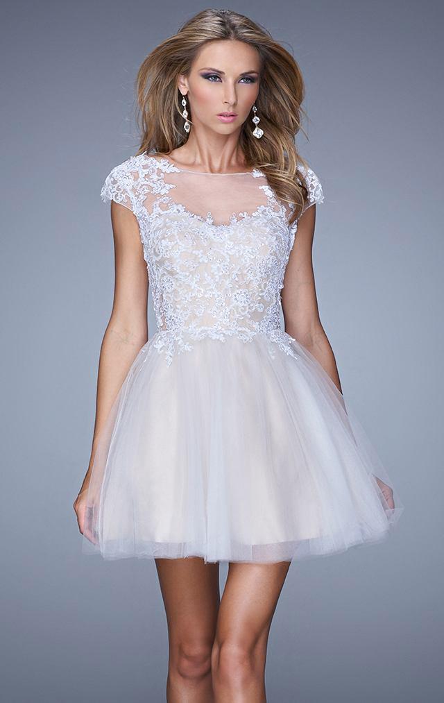 La Femme - 20781 Embellished Illusion Bateau A-line Dress