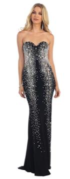 May Queen - Strapless Rhinestone Embellished Jersey Dress Rq7258