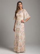 Lara Dresses - 29954 Bell Sleeve Floral Embroidered A-line Dress