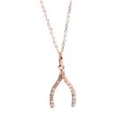 Rachael Ryen - 14k Rose Gold Diamond Wishbone Charm Necklace