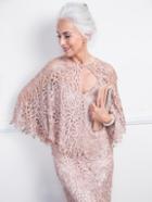 Soulmates - C80312 Beaded Lace Cape Top And Skirt Set
