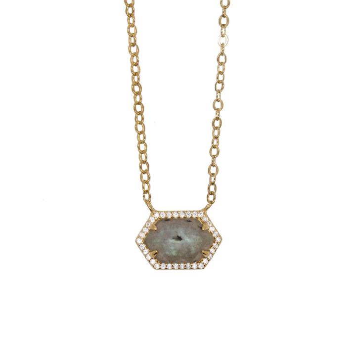 Rachael Ryen - Hexagon Pave Necklace - Labradorite