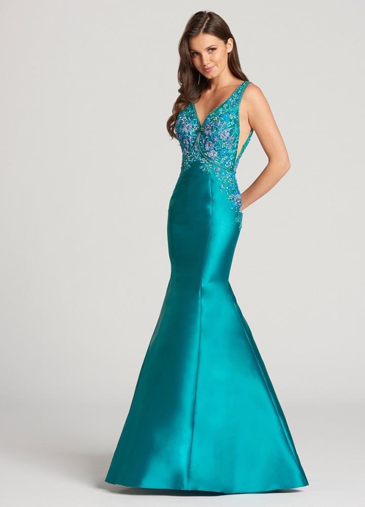 Ellie Wilde - Ew118176 Floral V-neck Mermaid Dress