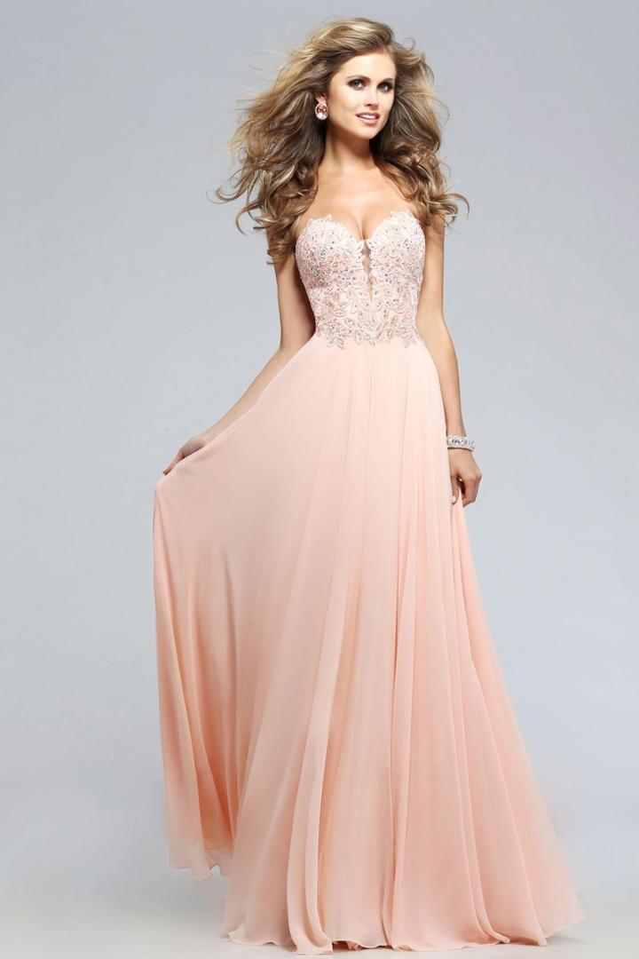 Faviana - S7815 Laced Deep Sweetheart A-line Dress