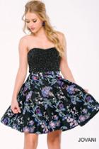 Jovani - Two Piece Beaded Short Dress With Printed Skirt 42809