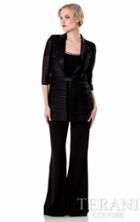 Terani Evening - Polished Brooch Accented Pantsuit 1525s0968b