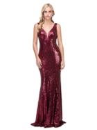 Dancing Queen - Plunging Fitted Sequined Evening Gown