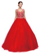 Dancing Queen - V-neck Sparkling Embellishment Ball Gown 1165