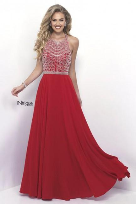 Intrigue - Dazzling Halter Neck A-line Chiffon Evening Gown 277