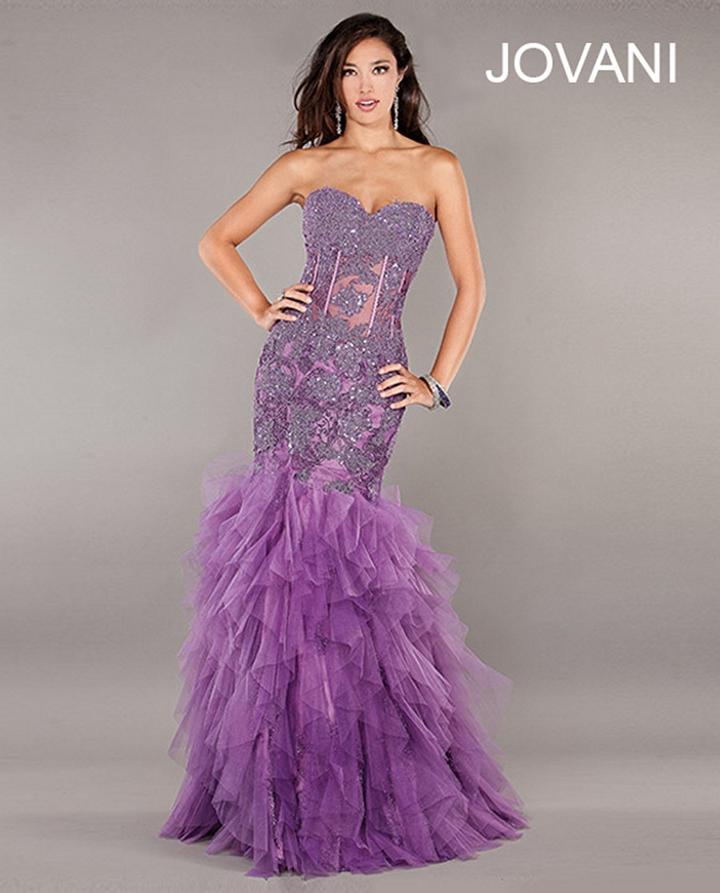 Jovani - Glittering Strapless Sweetheart Corset Mermaid Gown 1267