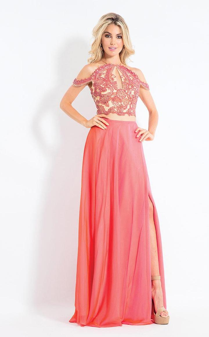 Rachel Allan - 6109 Floral Appliqued Two Piece Gown