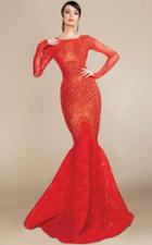 Mnm Couture - Ornate Long Sleeve Mermaid Gown 2257a
