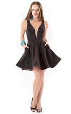 Shail K - Plunging V Neck Short Cocktail Dress 4036