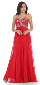 Strapless Sweetheart Crystal Beaded Bodice Prom Dress