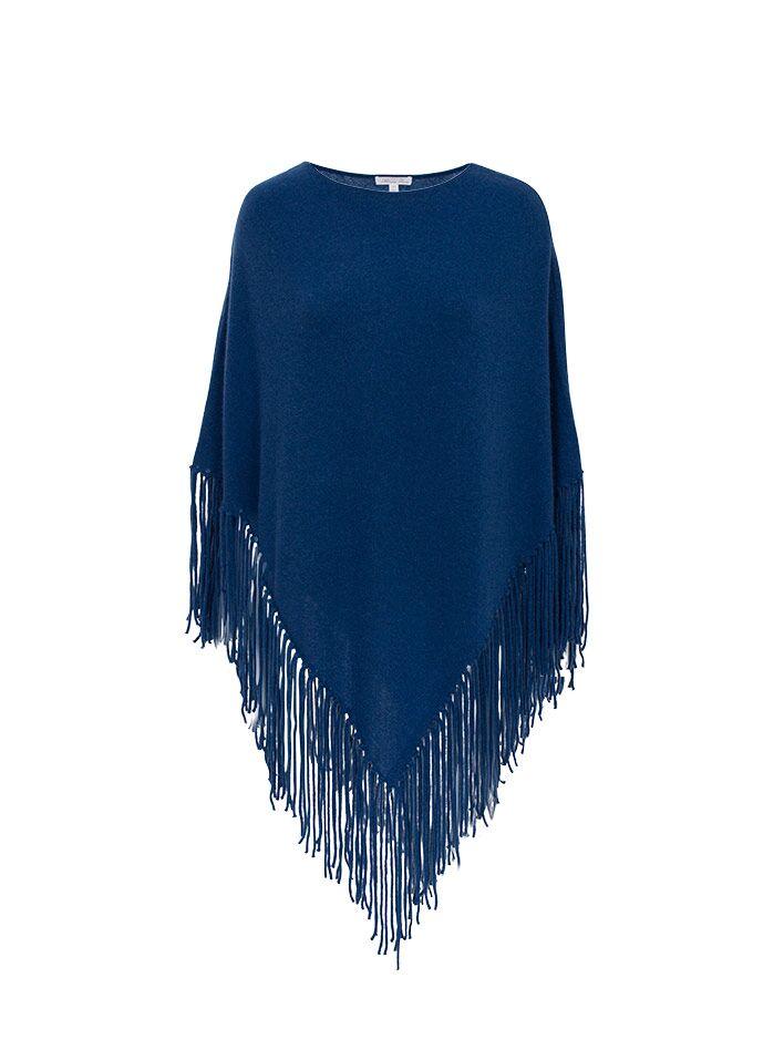 Minnie Rose - Cashmere Fringe Hankie Poncho - 14022