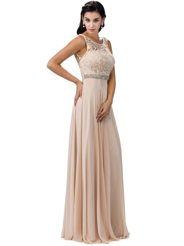 Dancing Queen - Graceful Lace Embroidered Scoop Neck Chiffon A-line Dress 9325