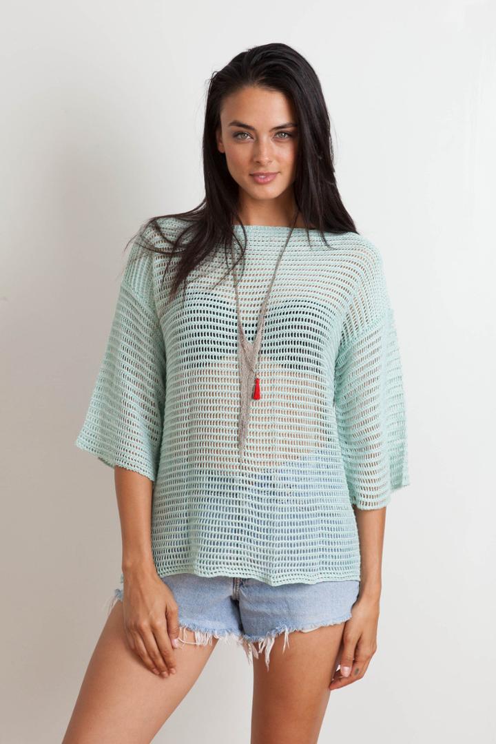 Goddis - Jagger Sheer Pullover In Mint Leaf