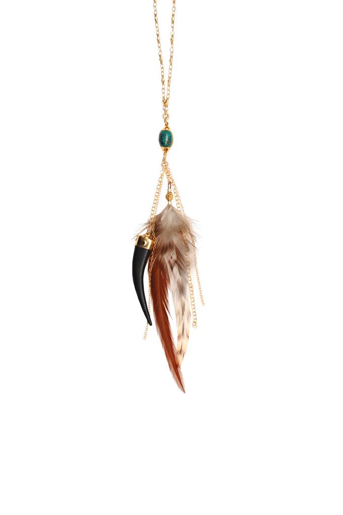 Turquoise Feather & Tusk Necklace Default