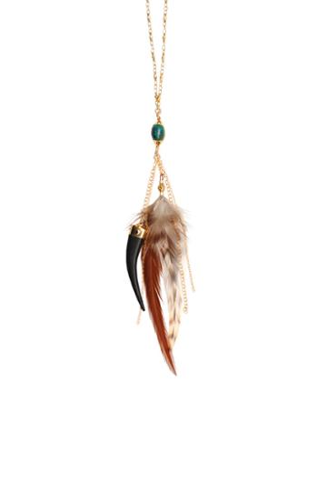 Turquoise Feather & Tusk Necklace Default