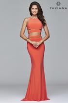 Faviana - 7957 Long Jersey Halter Dress With Zipper Detail