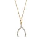 Rachael Ryen - 14k Gold Diamond Wishbone Charm Necklace