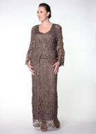 Soulmates - D7107x Queen Hand Crochet 3/4 Bell Sleeve Three Piece Evening Gown